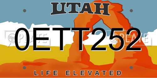 0ETT252 Utah License Plate