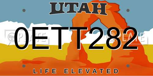 0ETT282 Utah License Plate