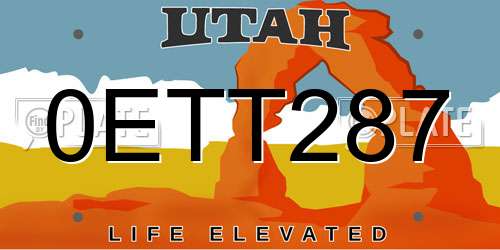 0ETT287 Utah License Plate