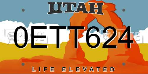0ETT624 Utah License Plate