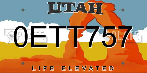 0ETT757 Utah License Plate