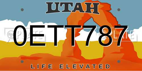 0ETT787 Utah License Plate