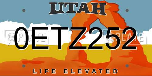 0ETZ252 Utah License Plate