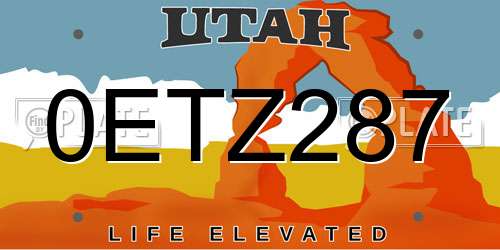 0ETZ287 Utah License Plate