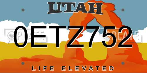0ETZ752 Utah License Plate