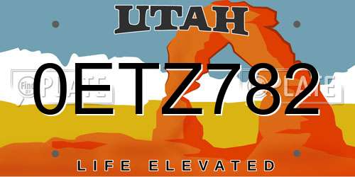 0ETZ782 Utah License Plate