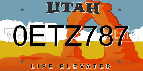 0ETZ787 Utah License Plate