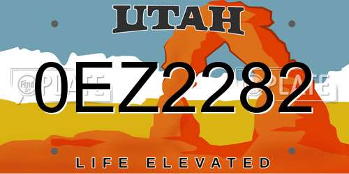 0EZ2282 Utah License Plate