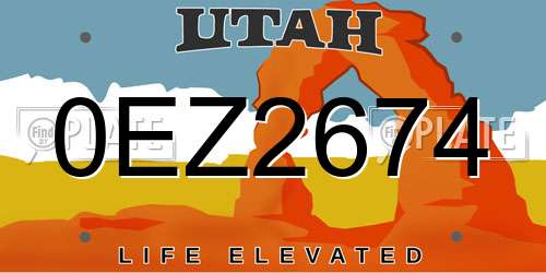 0EZ2674 Utah License Plate