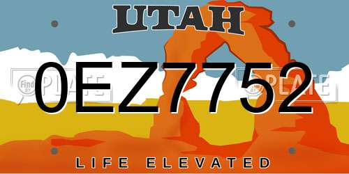 0EZ7752 Utah License Plate