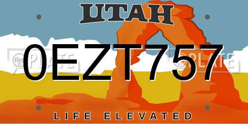 0EZT757 Utah License Plate