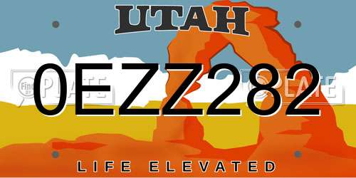 0EZZ282 Utah License Plate