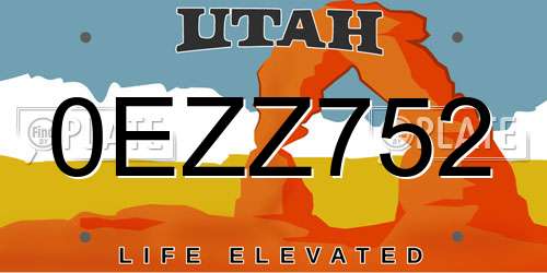 0EZZ752 Utah License Plate