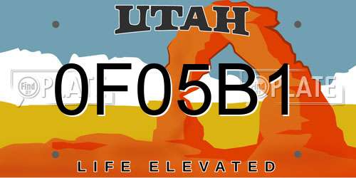 0F05B1 Utah License Plate