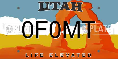 0F0MT Utah License Plate