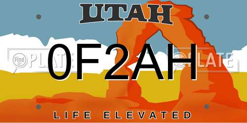 0F2AH Utah License Plate