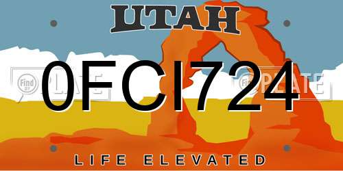 0FCI724 Utah License Plate