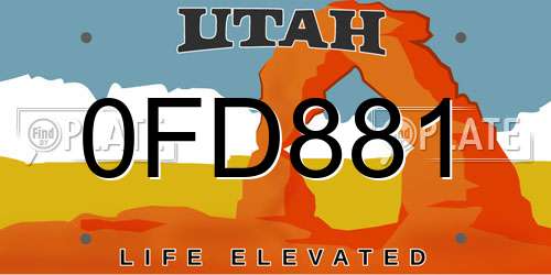 0FD881 Utah License Plate