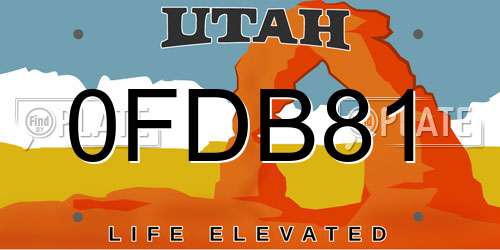 0FDB81 Utah License Plate