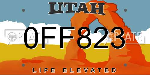 0FF823 Utah License Plate