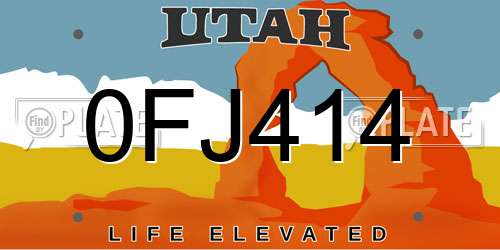 0FJ414 Utah License Plate