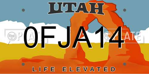 0FJA14 Utah License Plate