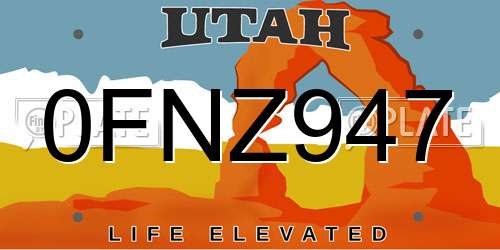 0FNZ947 Utah License Plate