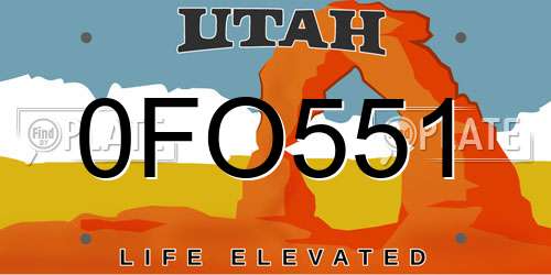 0FO551 Utah License Plate