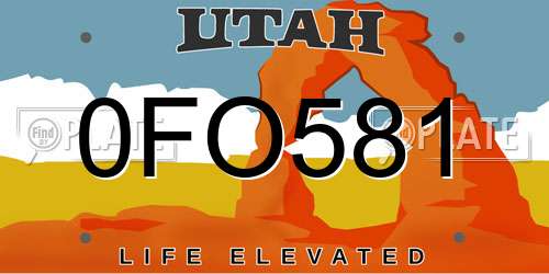 0FO581 Utah License Plate