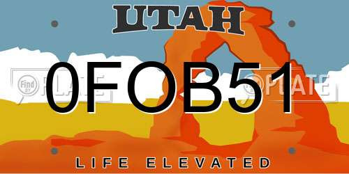 0FOB51 Utah License Plate