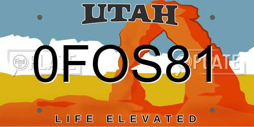0FOS81 Utah License Plate