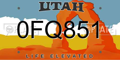 0FQ851 Utah License Plate
