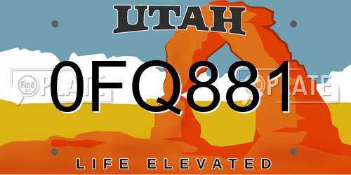 0FQ881 Utah License Plate