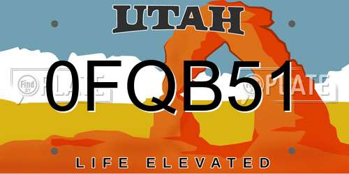 0FQB51 Utah License Plate