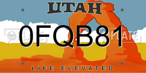 0FQB81 Utah License Plate