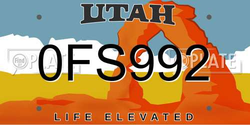 0FS992 Utah License Plate