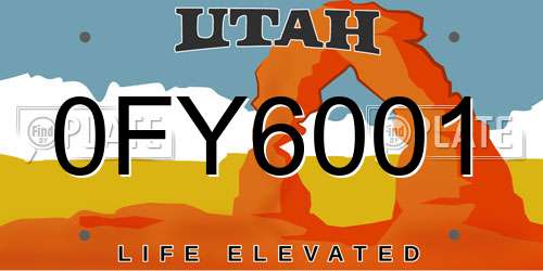0FY6001 Utah License Plate