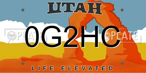 0G2HC Utah License Plate