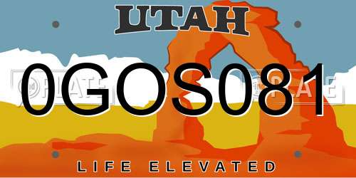 0GOS081 Utah License Plate