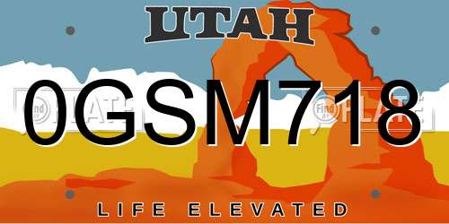 0GSM718 Utah License Plate