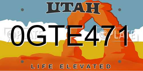 0GTE471 Utah License Plate