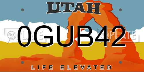 0GUB42 Utah License Plate