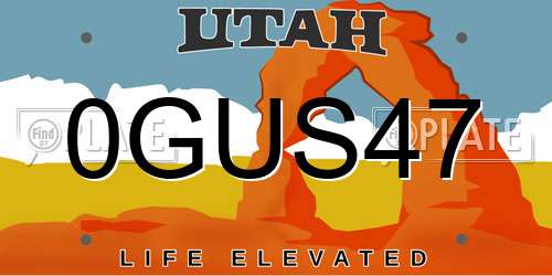 0GUS47 Utah License Plate