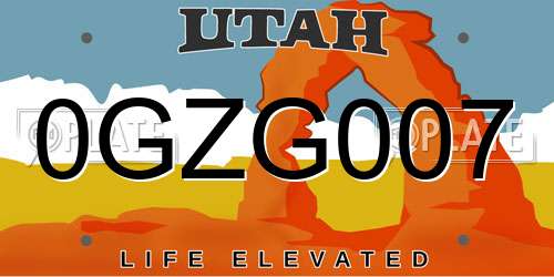 0GZG007 Utah License Plate