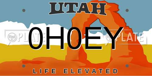0H0EY Utah License Plate