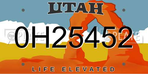 0H25452 Utah License Plate