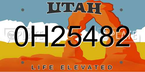 0H25482 Utah License Plate