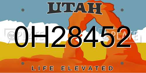 0H28452 Utah License Plate