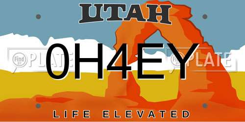 0H4EY Utah License Plate