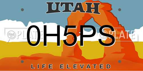0H5PS Utah License Plate